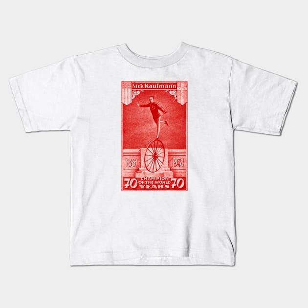 1931 Bicycle Acrobat Champion Kids T-Shirt by historicimage